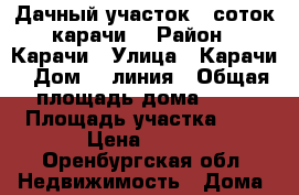 Дачный участок 6 соток карачи  › Район ­ Карачи › Улица ­ Карачи › Дом ­ 3линия › Общая площадь дома ­ 20 › Площадь участка ­ 6 › Цена ­ 160 - Оренбургская обл. Недвижимость » Дома, коттеджи, дачи продажа   